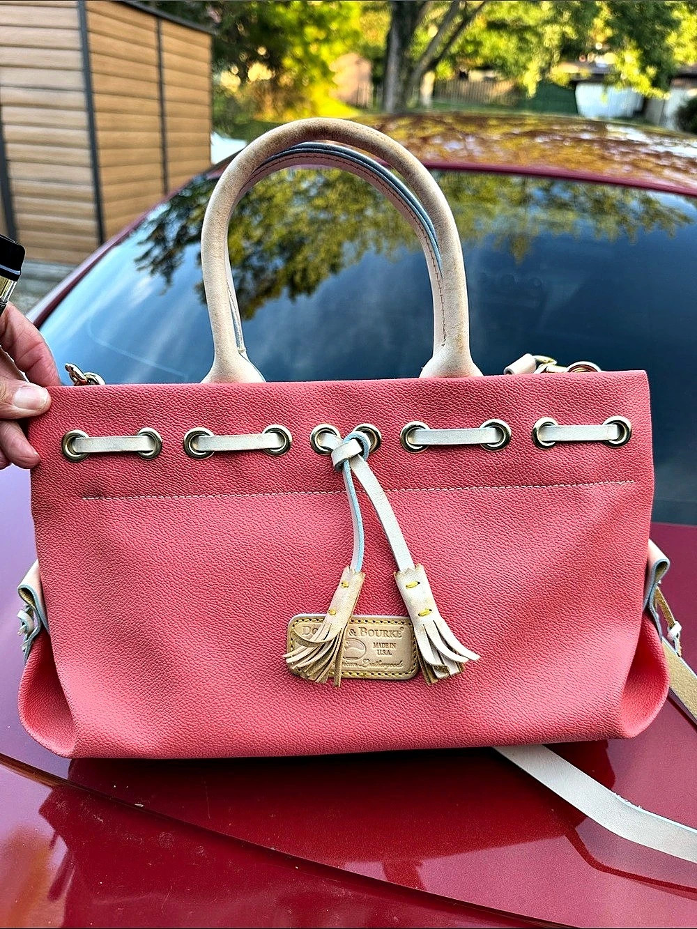 Dooney & Bourke Pink & White Shoulder Bag NWT